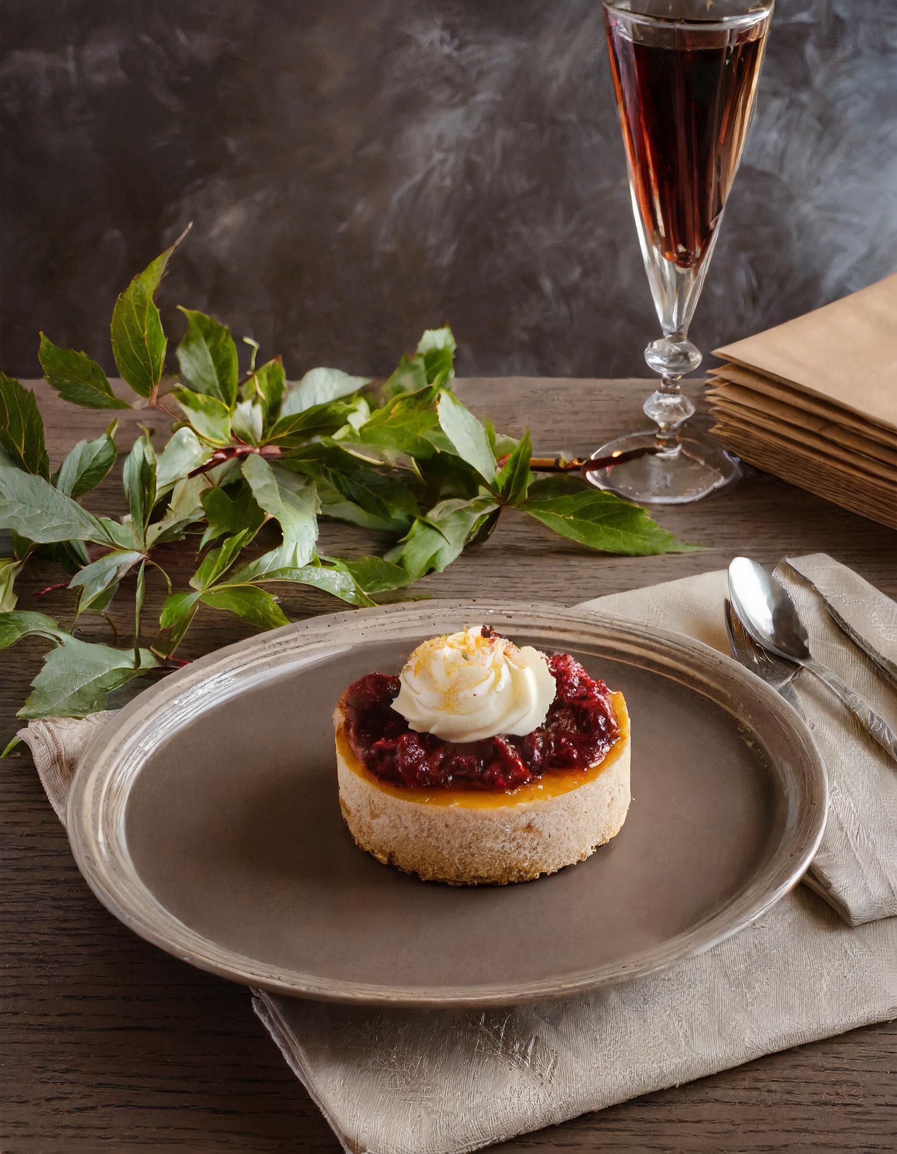 Kreativ serviertes Dessert mit frischen Früchten und Schokoladensauce