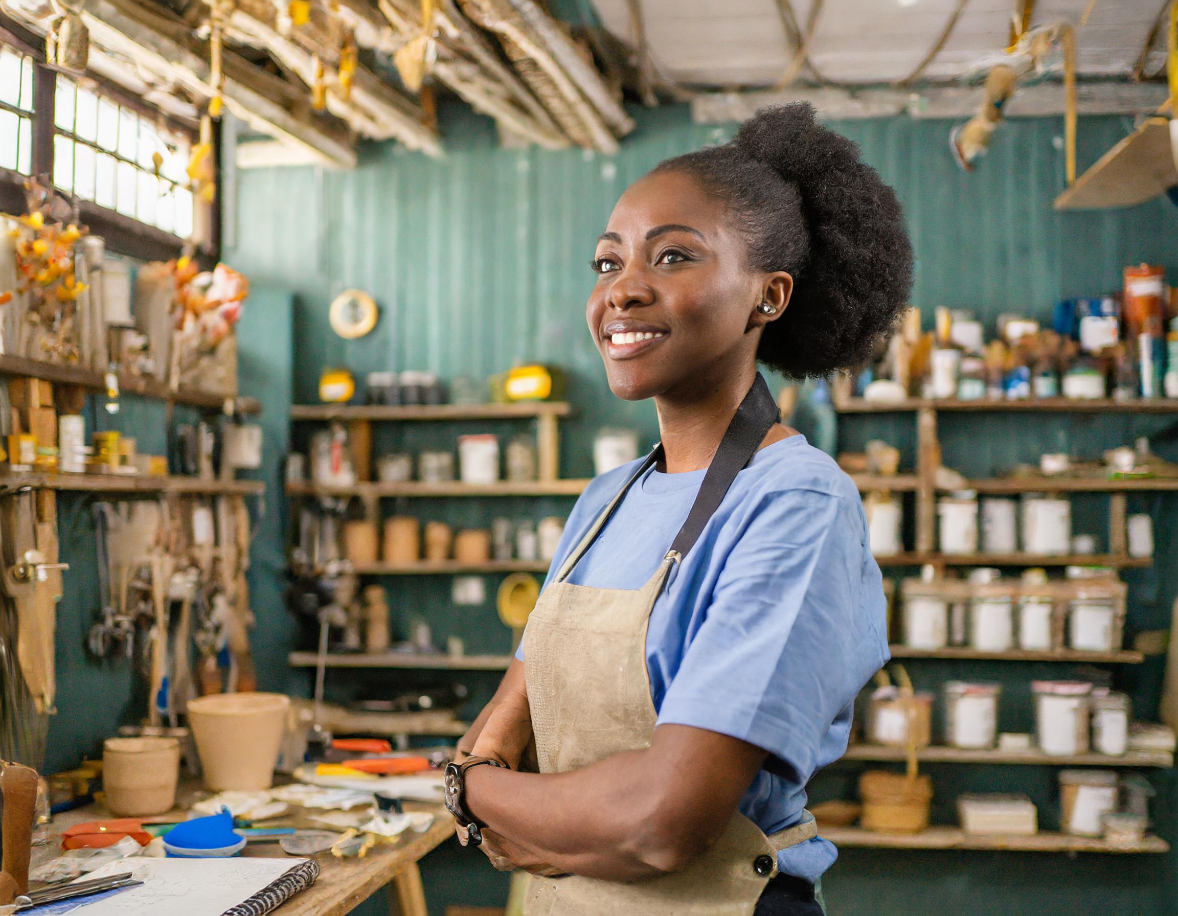 Hanna Müller, kreativ in einem Eiscafé arbeitend